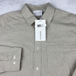 Plenum Studio Shirt Mens Large Brown Micro-Stripes New w/Tags!